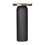 43" Black and Gold Genuine Marble and Steel Double Pedestal Console Table