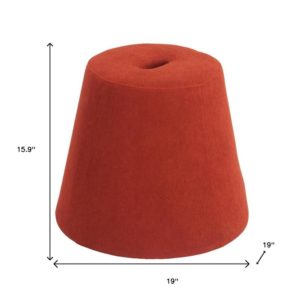 19" Red Upholstered Pouf Round Cone Ottoman