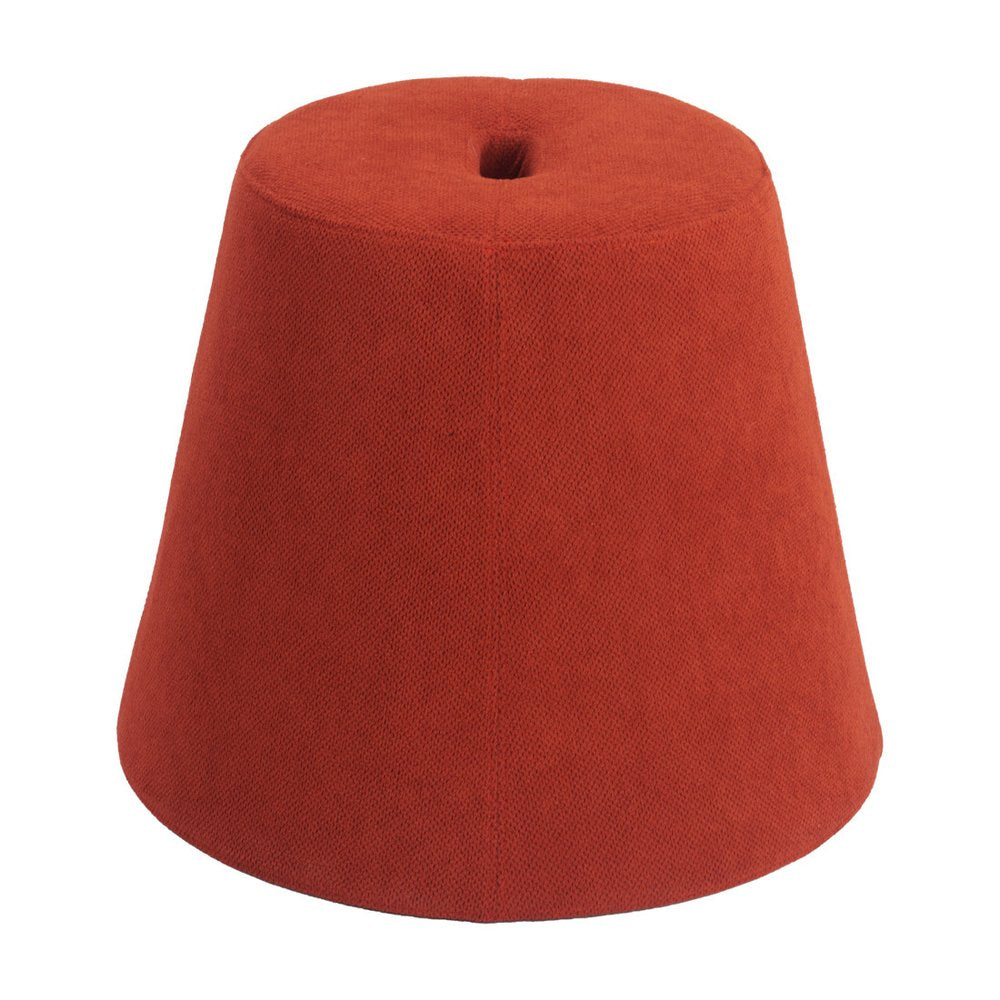 19" Red Upholstered Pouf Round Cone Ottoman