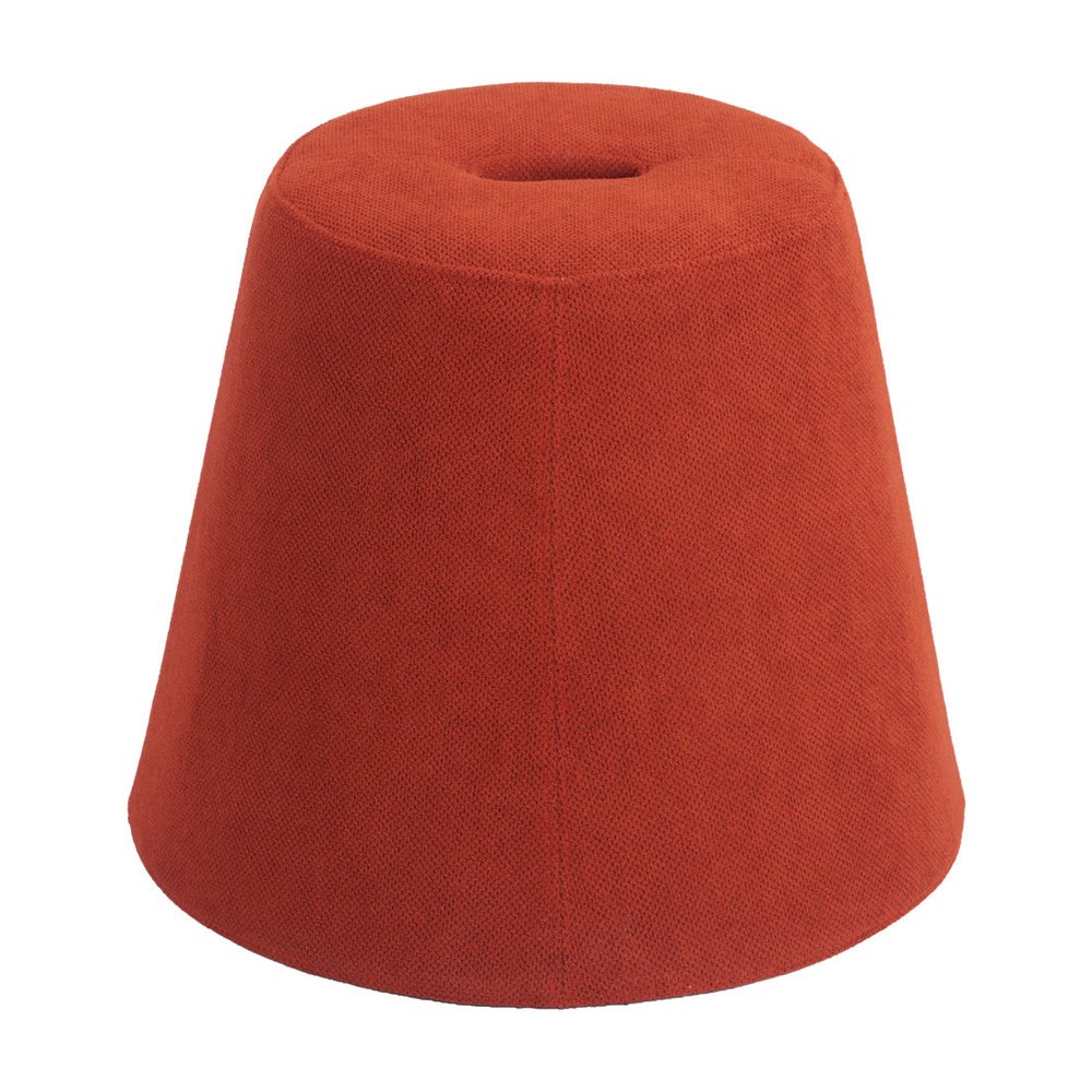 19" Red Upholstered Pouf Round Cone Ottoman