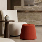 19" Red Upholstered Pouf Round Cone Ottoman