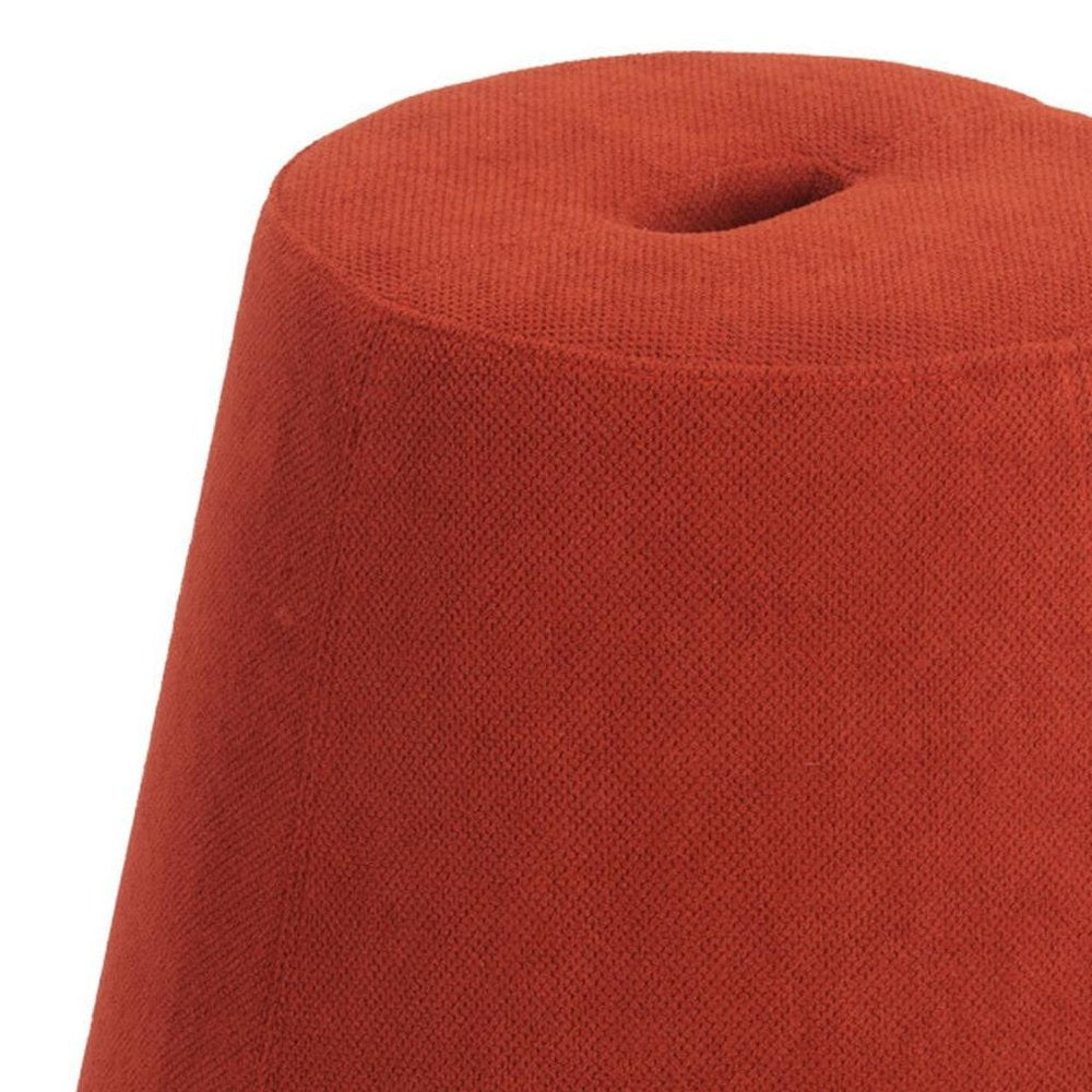 19" Red Upholstered Pouf Round Cone Ottoman