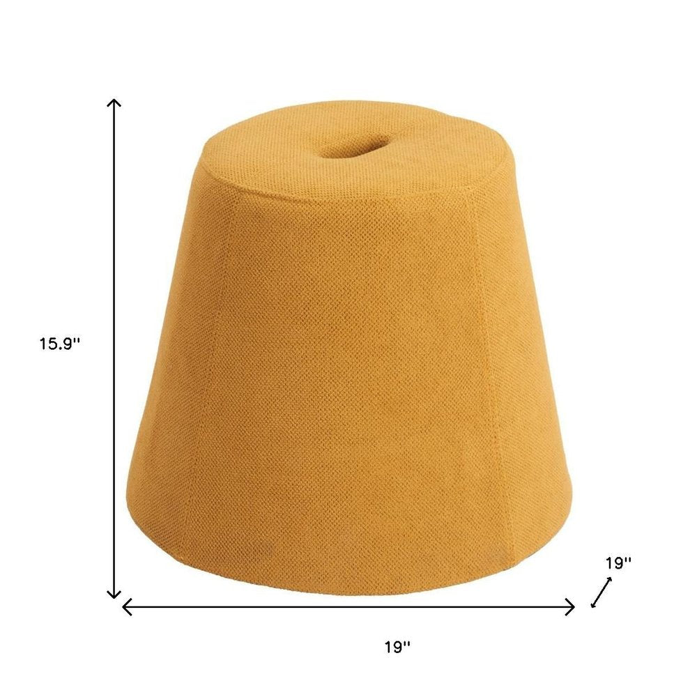 19" Red Upholstered Pouf Round Cone Ottoman