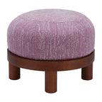 23" Wisteria And Brown Upholstery Abstract Round Ottoman