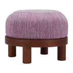 23" Wisteria And Brown Upholstery Abstract Round Ottoman