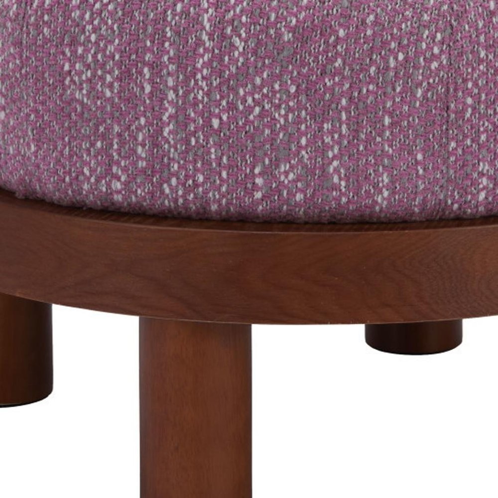23" Wisteria And Brown Upholstery Abstract Round Ottoman