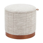 20" Gray Wood And Fabric Round Ottoman With Storage