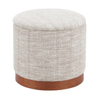 20" Gray Wood And Fabric Round Ottoman With Storage