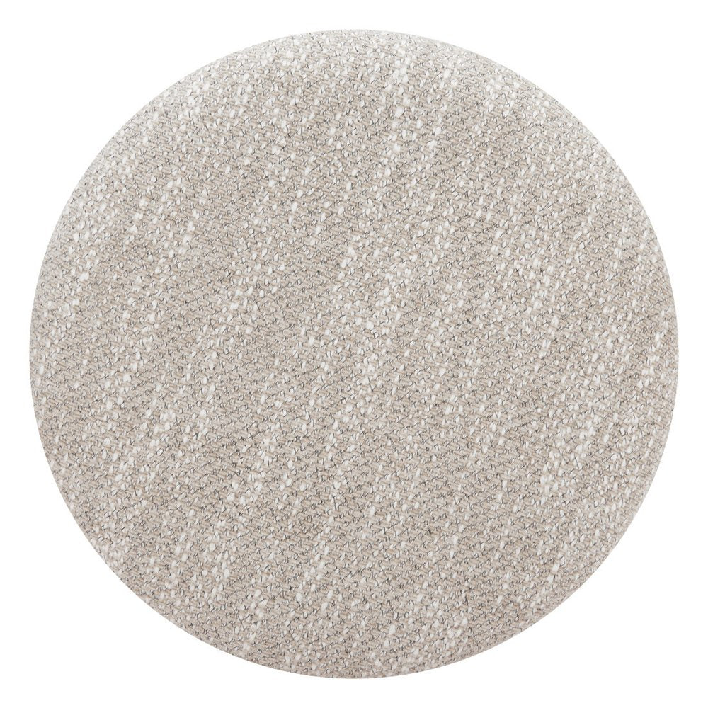 20" Gray Wood And Fabric Round Ottoman With Storage