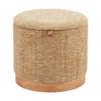 20" Gray Wood And Fabric Round Ottoman With Storage