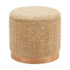20" Gray Wood And Fabric Round Ottoman With Storage