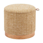 20" Gray Wood And Fabric Round Ottoman With Storage