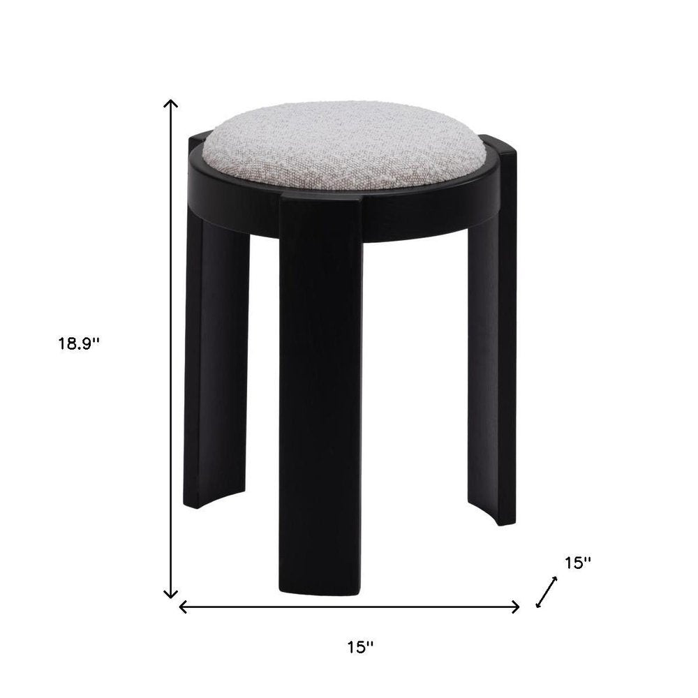 15" Gray and Black Upholstery Round Ottoman