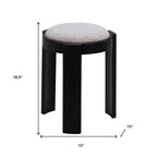 15" Gray and Black Upholstery Round Ottoman