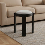 15" Gray and Black Upholstery Round Ottoman