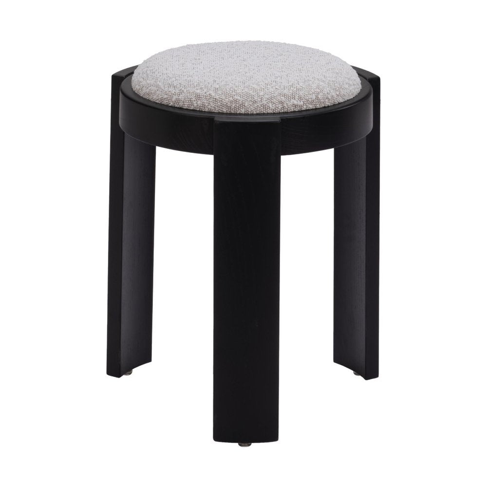 15" Gray and Black Upholstery Round Ottoman