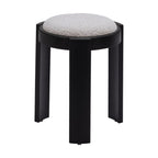 15" Gray and Black Upholstery Round Ottoman