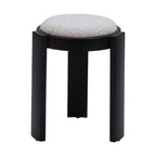 15" Gray and Black Upholstery Round Ottoman