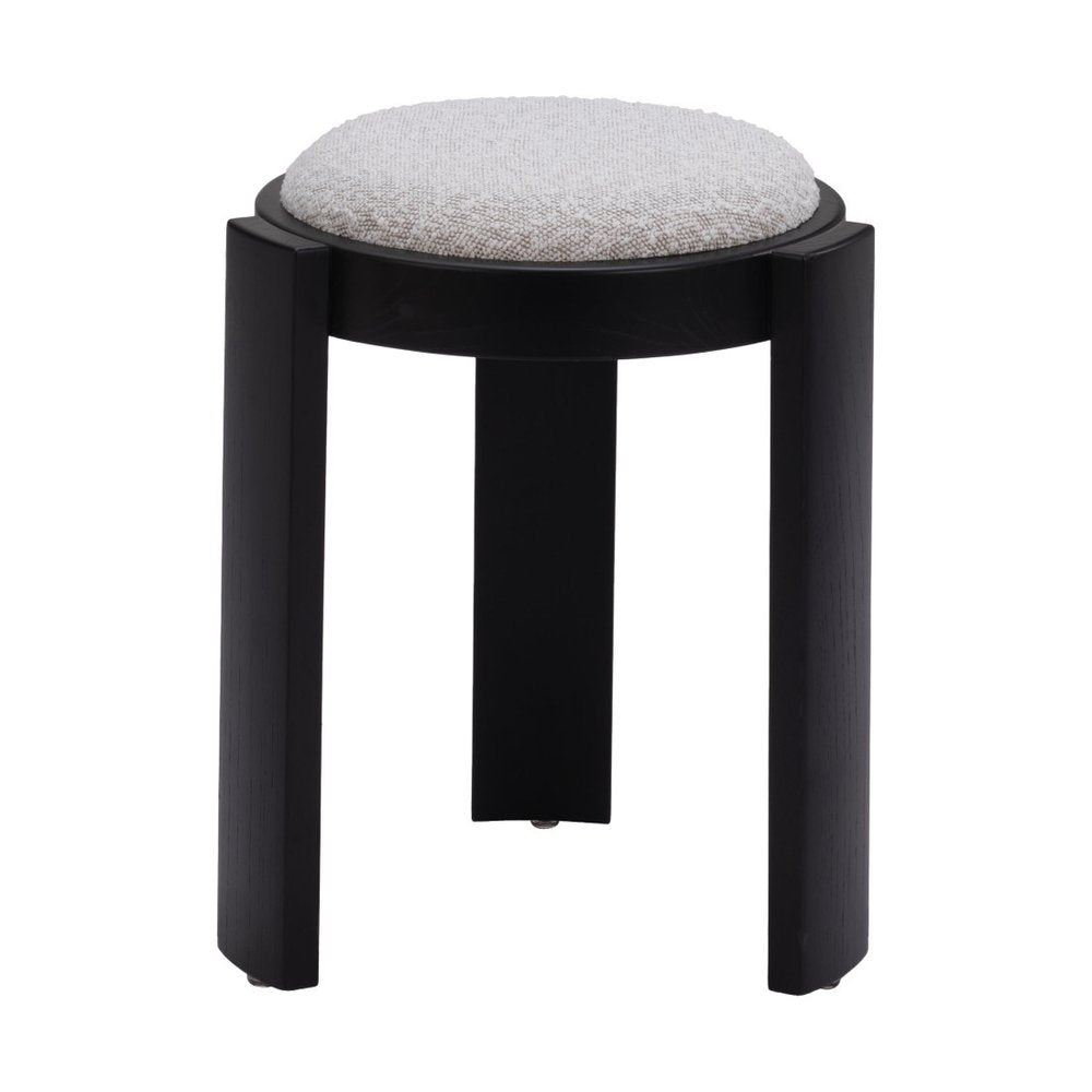 15" Gray and Black Upholstery Round Ottoman
