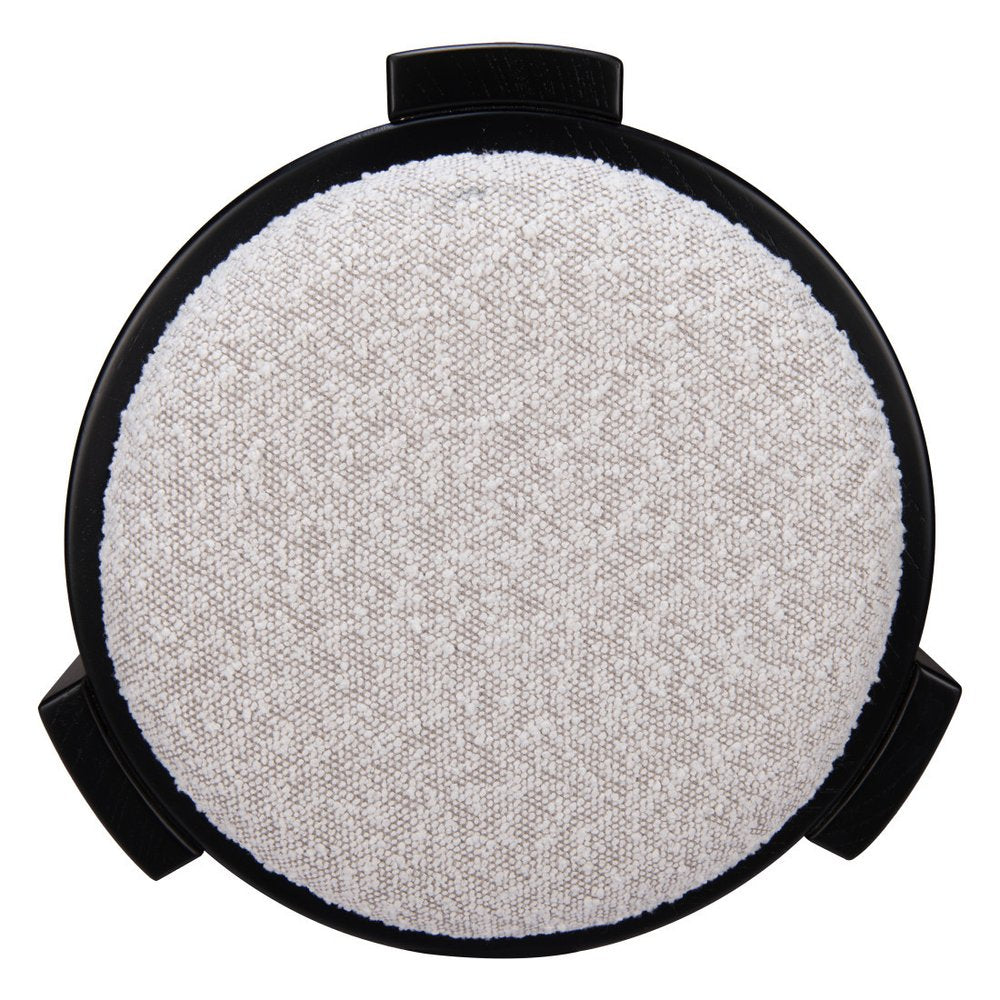 15" Gray and Black Upholstery Round Ottoman