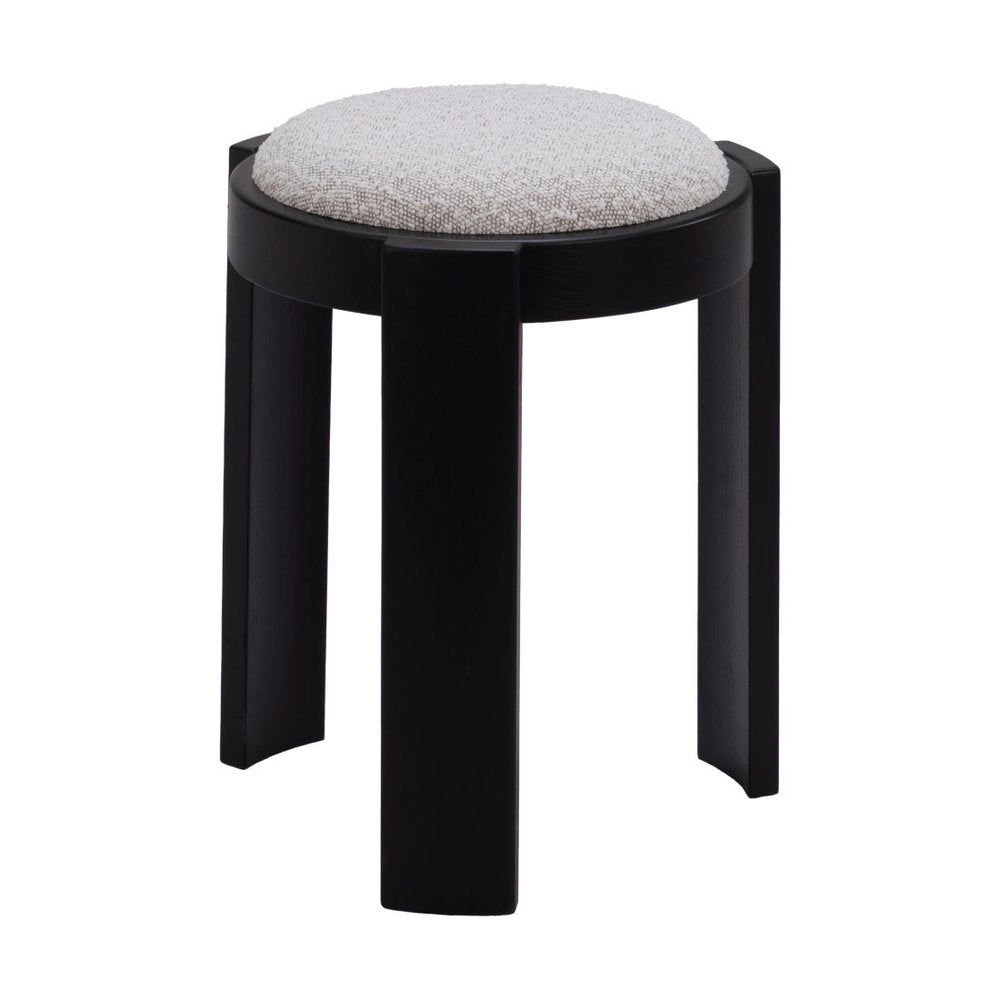 15" Gray and Black Upholstery Round Ottoman