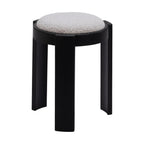 15" Gray and Black Upholstery Round Ottoman