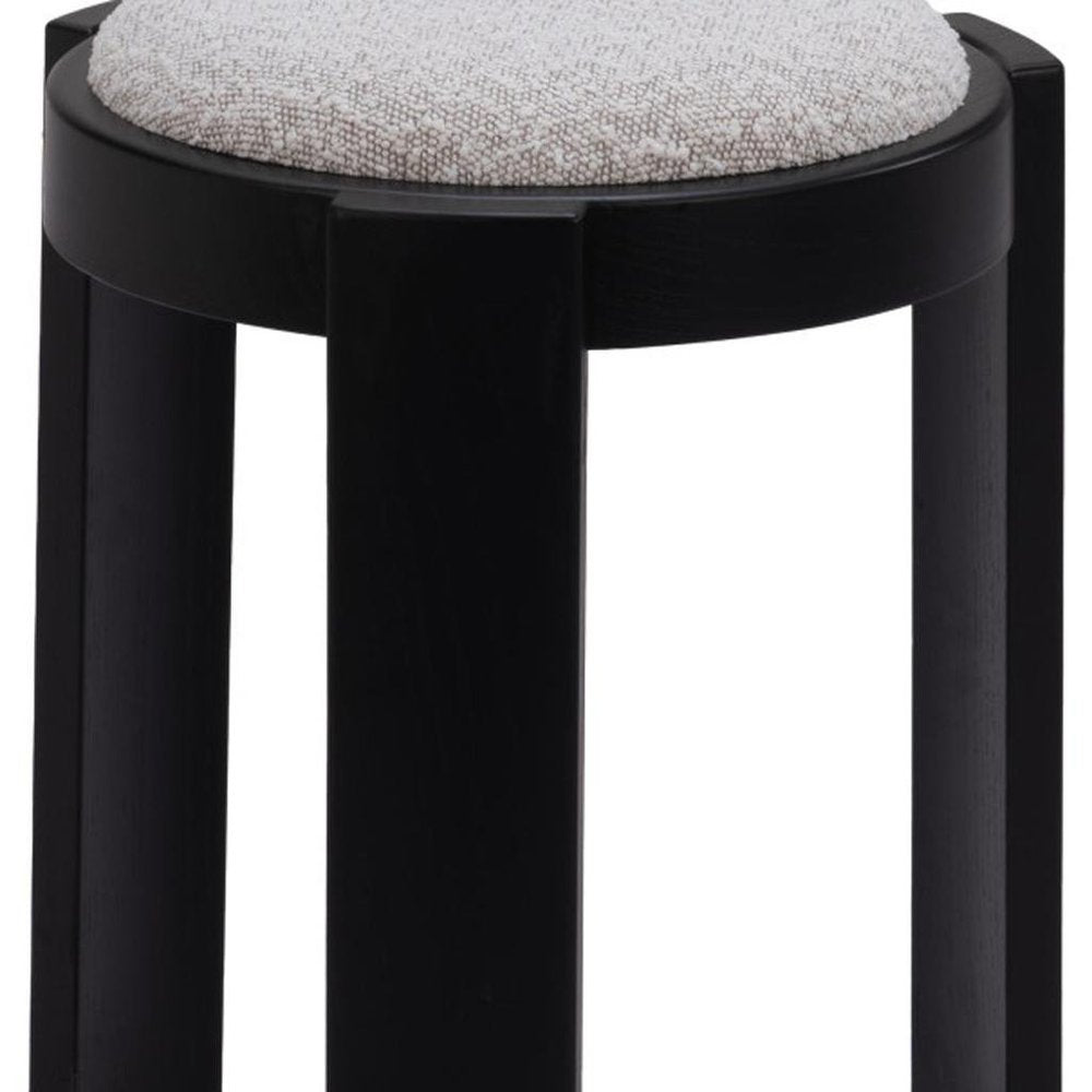15" Gray and Black Upholstery Round Ottoman