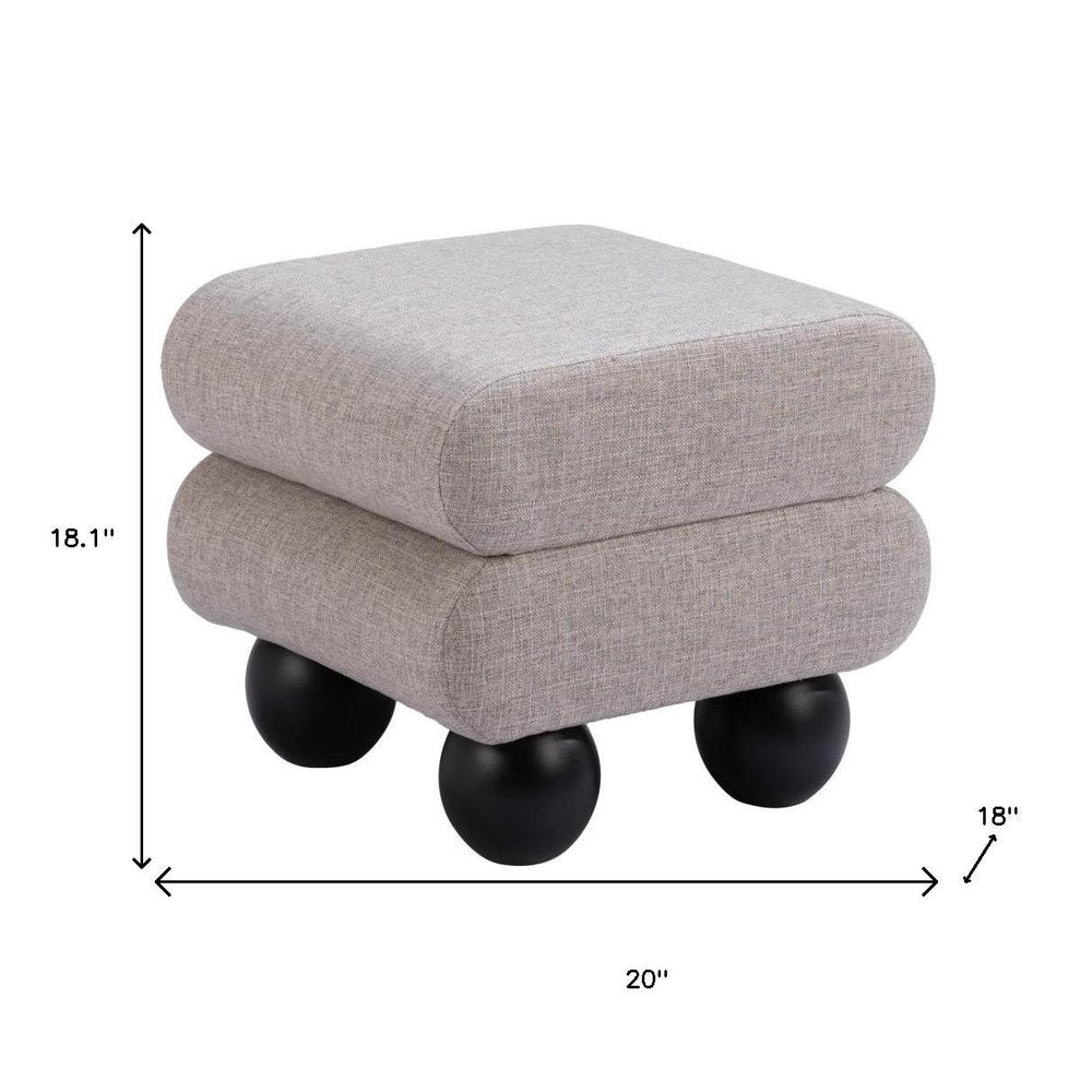 20" Gray and Black Manufactured Wood and Upholstery Ottoman