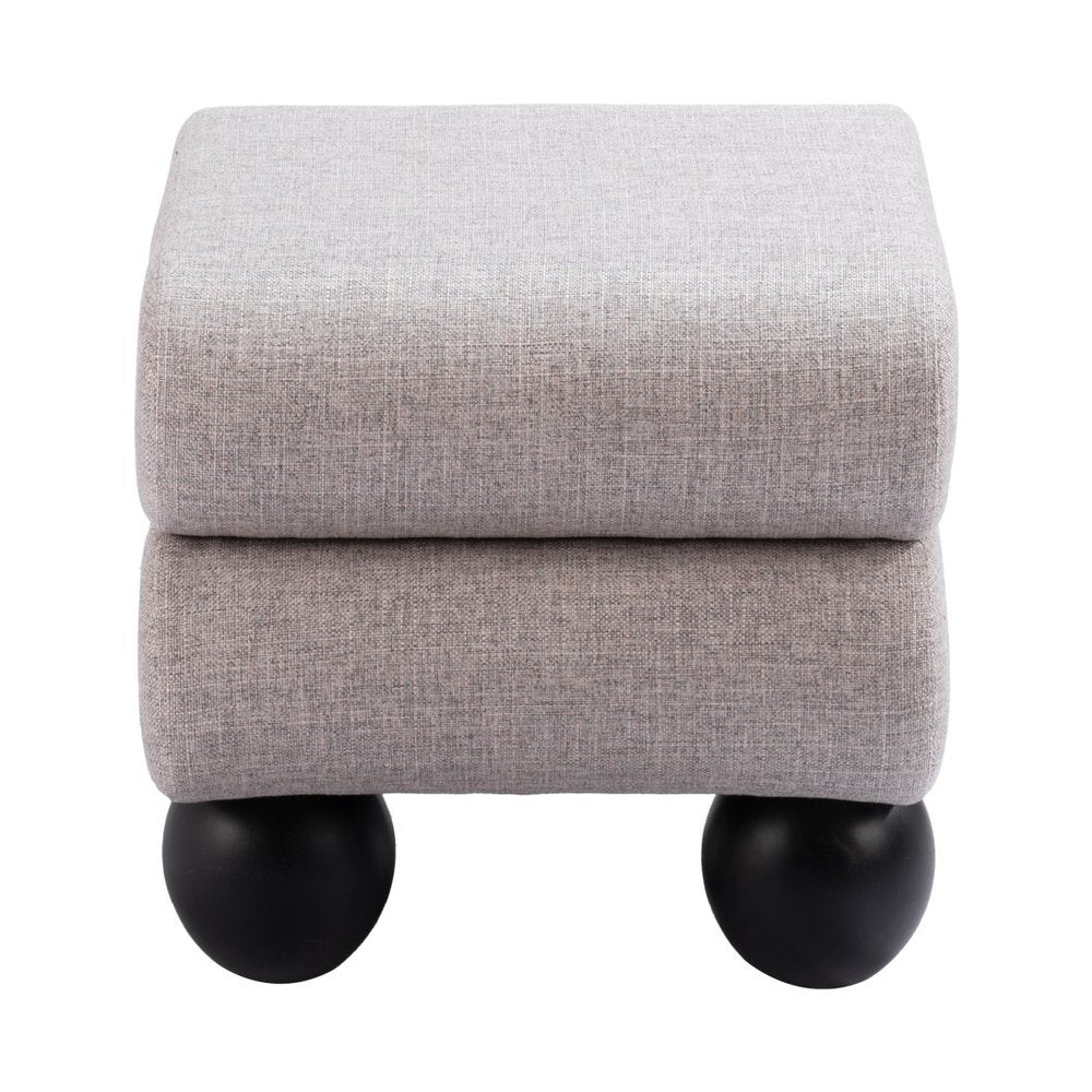 20" Gray and Black Manufactured Wood and Upholstery Ottoman