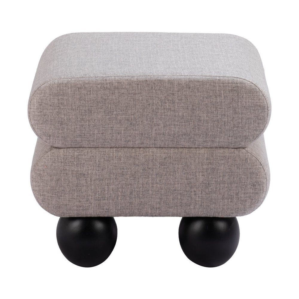 20" Gray and Black Manufactured Wood and Upholstery Ottoman