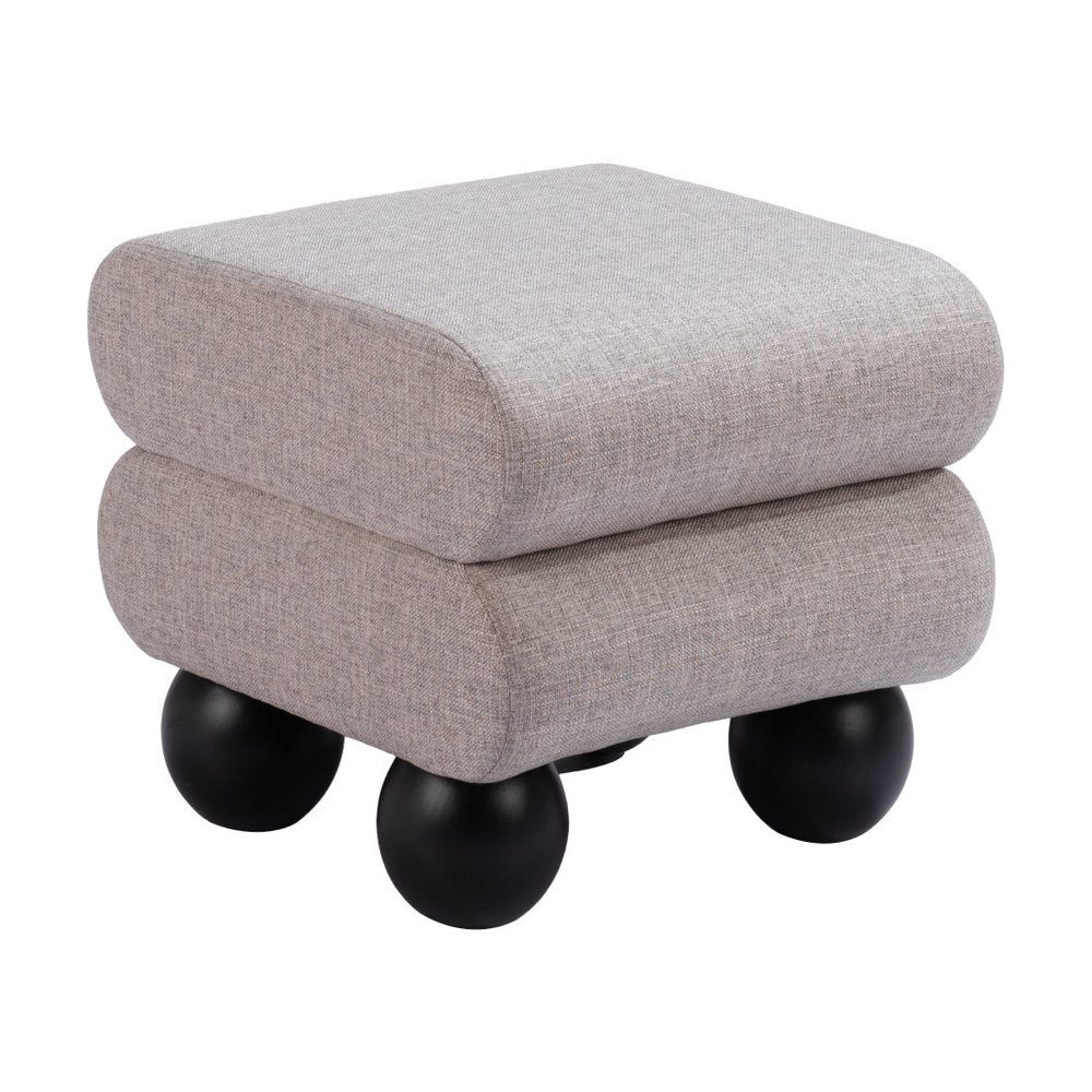 20" Gray and Black Manufactured Wood and Upholstery Ottoman
