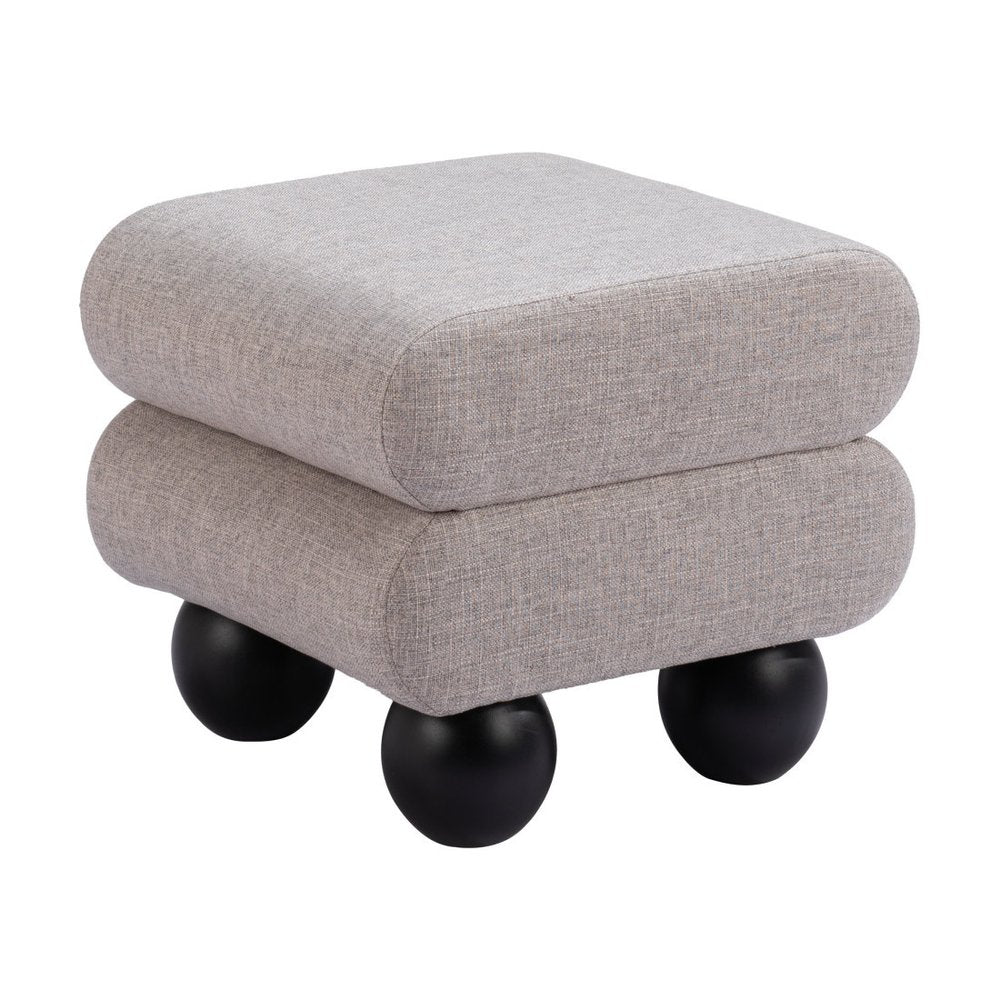 20" Gray and Black Manufactured Wood and Upholstery Ottoman