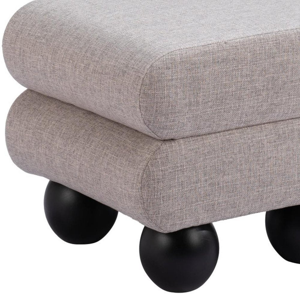 20" Gray and Black Manufactured Wood and Upholstery Ottoman