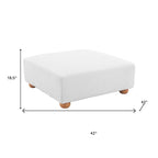 42" White And Natural Corduroy Upholstered Ottoman