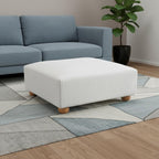 42" White And Natural Corduroy Upholstered Ottoman