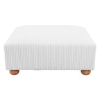 42" White And Natural Corduroy Upholstered Ottoman