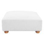 42" White And Natural Corduroy Upholstered Ottoman