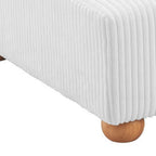 42" White And Natural Corduroy Upholstered Ottoman