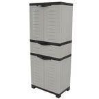 23" Black and Gray Plastic Accent Cabinet With Four Doors And One Drawer