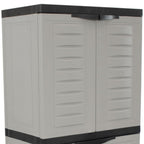 23" Black and Gray Plastic Accent Cabinet With Four Doors And One Drawer