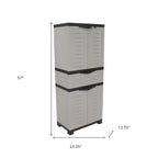 23" Black and Gray Plastic Accent Cabinet With Four Doors And One Drawer