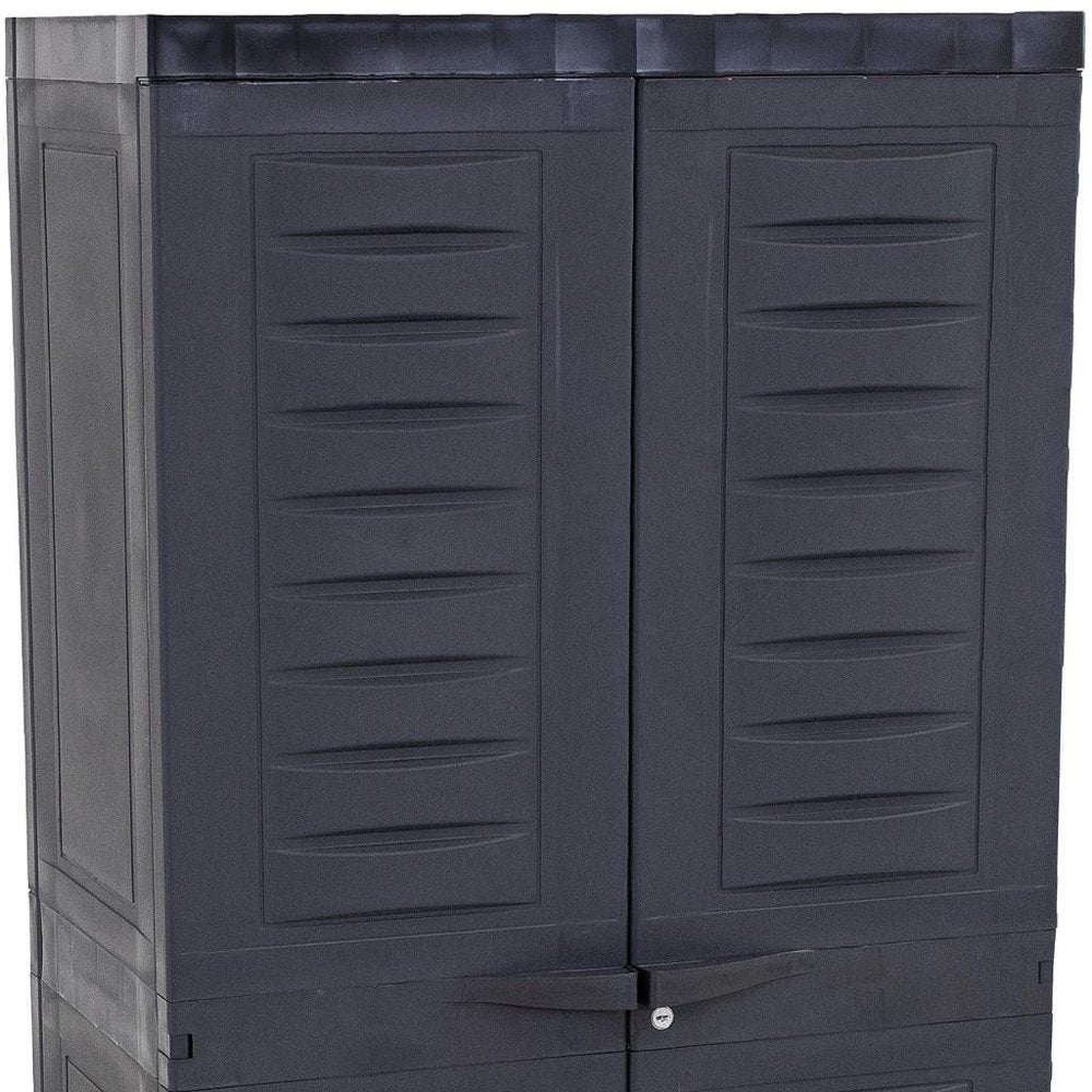 24" Charcoal Plastic Accent Cabinet With Two Doors