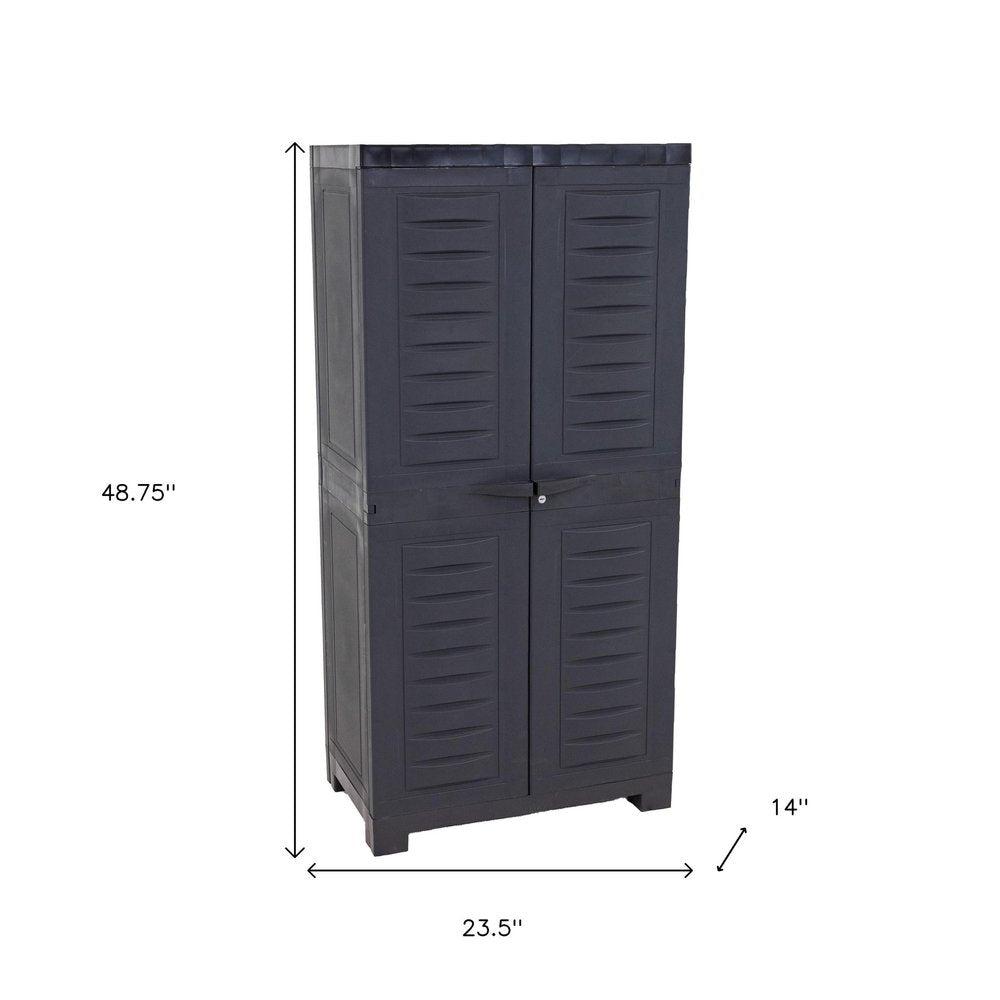 24" Charcoal Plastic Accent Cabinet With Two Doors