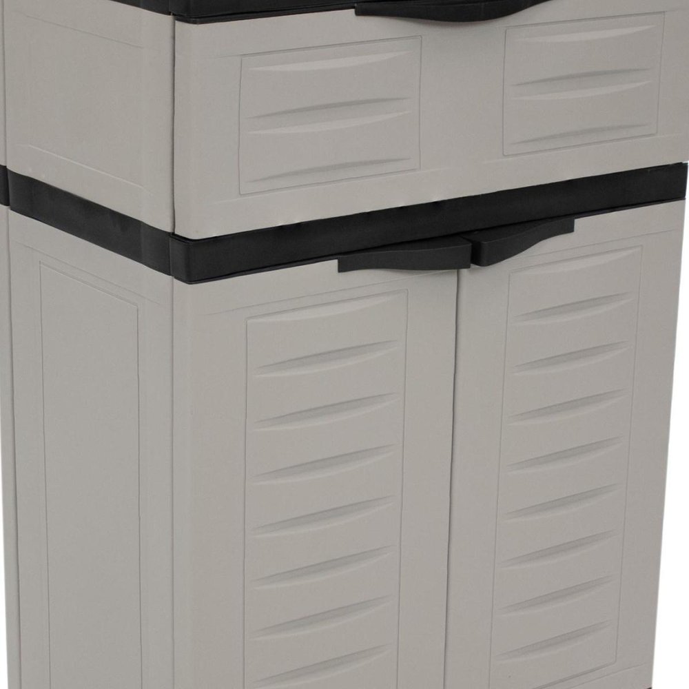 24" Gray Plastic Accent Cabinet With Two Doors And One Drawer