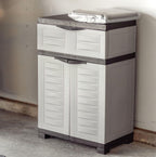 24" Gray Plastic Accent Cabinet With Two Doors And One Drawer
