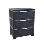 23" Charcoal Heavy Duty Plastic Cabinet With Three Drawers