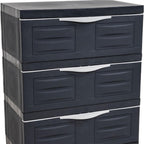 23" Charcoal Heavy Duty Plastic Cabinet With Three Drawers
