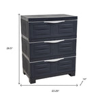 23" Charcoal Heavy Duty Plastic Cabinet With Three Drawers