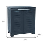23" Charcoal Plastic Accent Cabinet With Two Doors