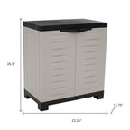 23" Black and Gray Plastic Accent Cabinet With Two Doors